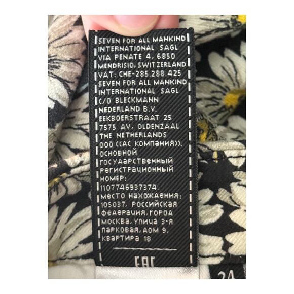 7 For All Mankind Daisy skinny jeans black white size 24 - Picture 9 of 12